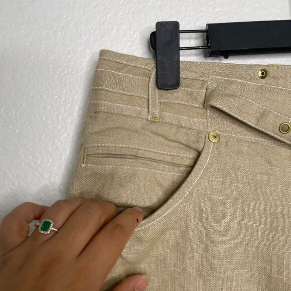 XOXO Womens Pants Size 9 Brown Light Tan Casual Wear Capri Length Lightweight - Picture 15 of 16